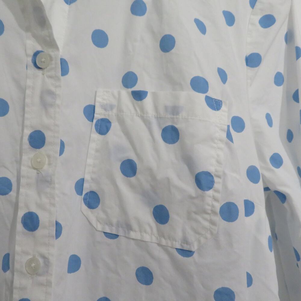 Boden Women Sz 10 White Blue Polka Dot Classic Shirt Long Sleeve Button Down - Picture 4 of 8